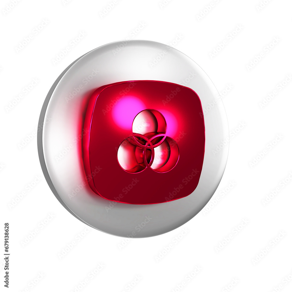 Aufkleber red rgb and cmyk color mixing icon isolated on transparent background. silver circle button.