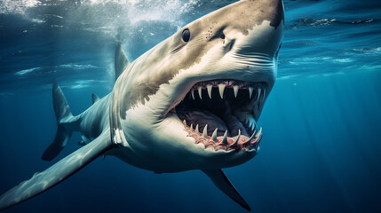 A close-up view of a shark