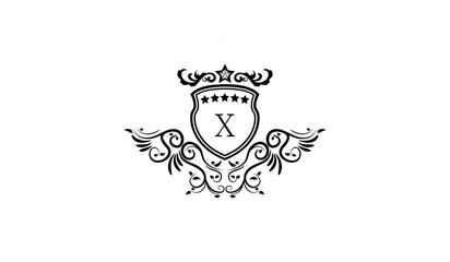Heraldic Emblem with Crown Logo X