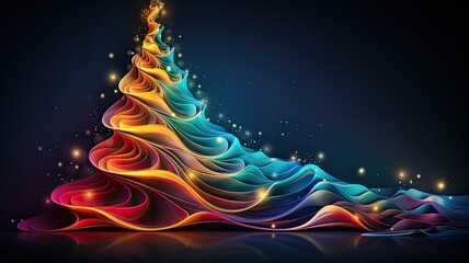 Abstract Christmas tree multicolor on dark background