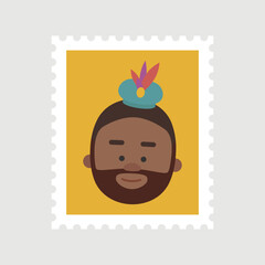 King Baltasar postage stamp. Christmas ornament isolated vectorized. Magi, wise man
