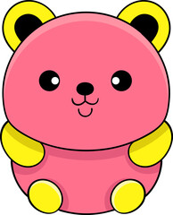 cute pink bear with yellow ears