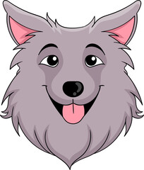 icon of a long haired grey dog's head