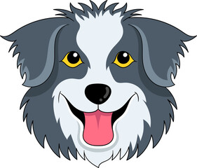 icon of a long-haired grey white dog's head