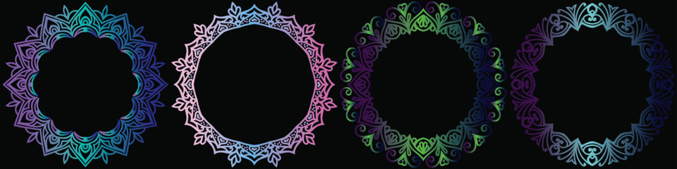 flower art circle elements design.