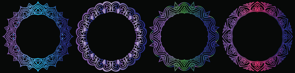 colorful mandala elements frame design.