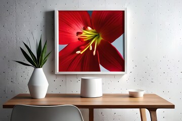 Minimal White Picture Frame Canvas Display With Flower in Vase