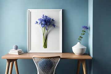 Minimal White Picture Frame Canvas Display With Flower in Vase