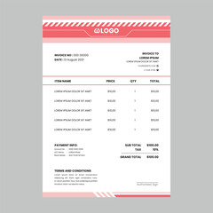 Minimal Corporate Business Invoice design template vector illustration bill form price invoice
