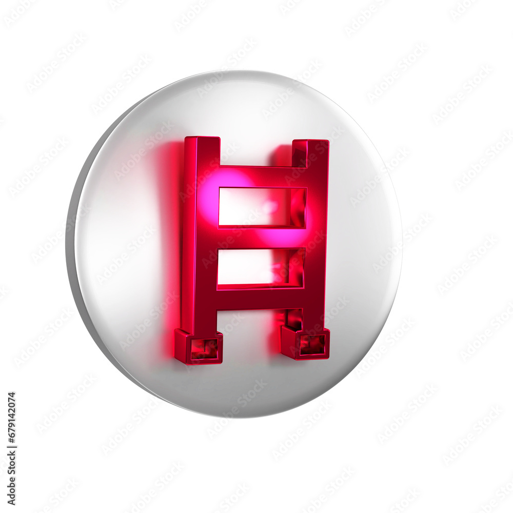 Poster red fire escape icon isolated on transparent background. pompier ladder. fireman scaling ladder with