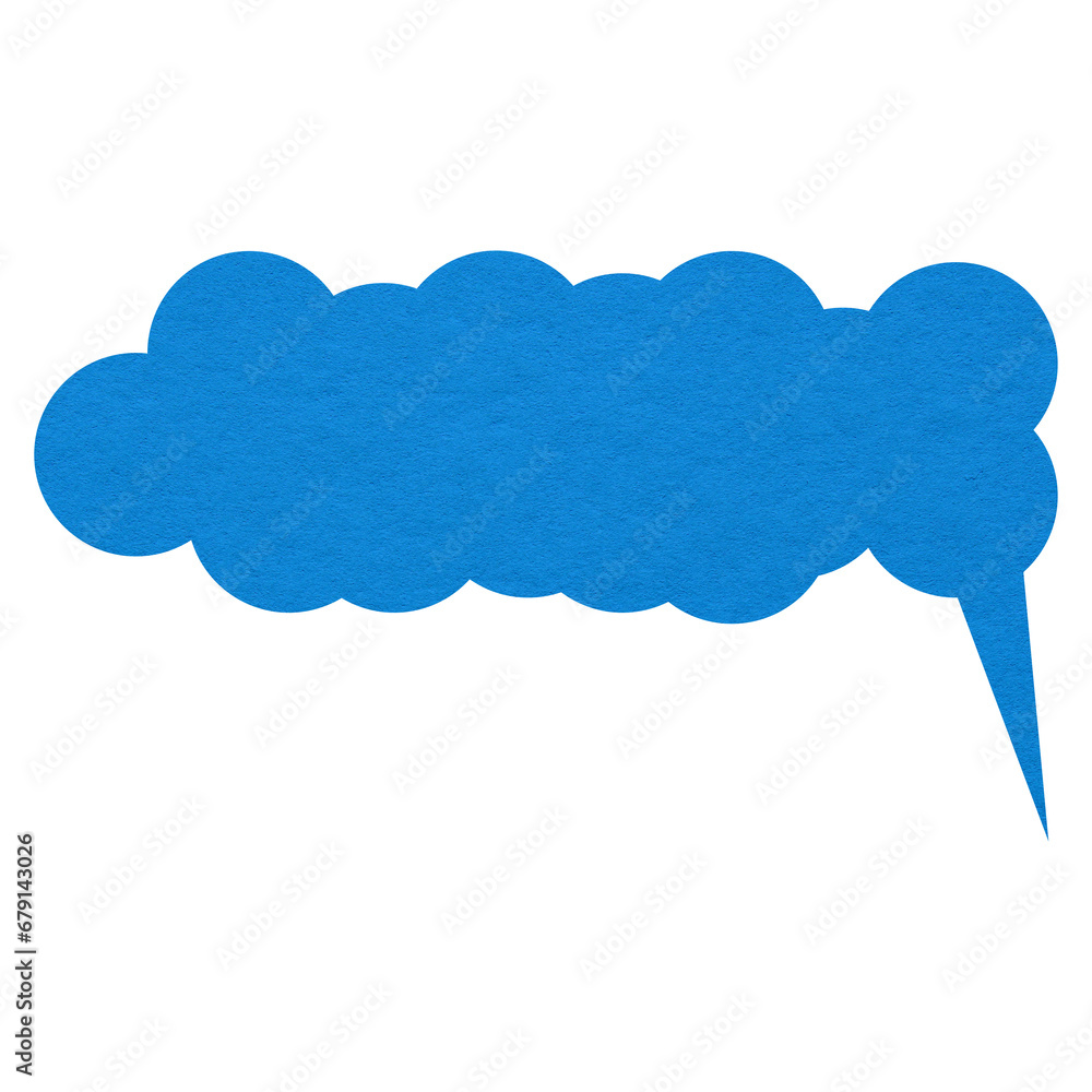 Poster blue paper speech bubble on transparent background with copy space. chat balloon png. communication 