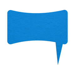 Blue paper speech bubble on transparent background with copy space. Chat balloon png. Communication or comment sign.
