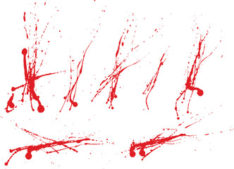 Red bloodstain ink vector splatter collection