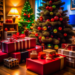 christmas tree and gifts