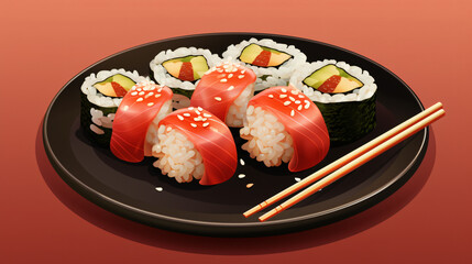 A delicious plate of sushi