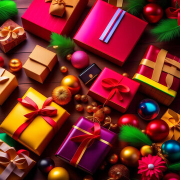 christmas gift boxes and gifts