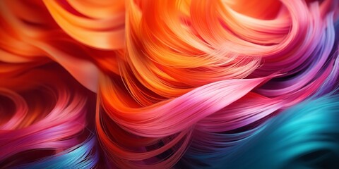 Studio image of rainbow hair strands up close. Generative Ai. - obrazy, fototapety, plakaty