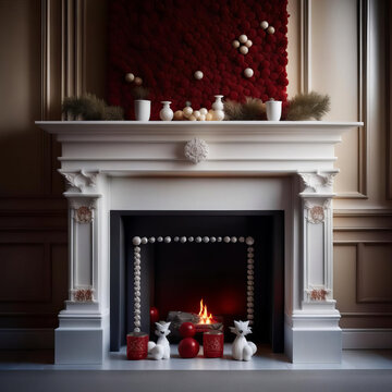 fireplace with christmas decorations