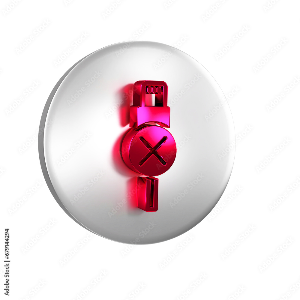 Poster red no usb cable cord icon isolated on transparent background. connectors and sockets for pc and mob
