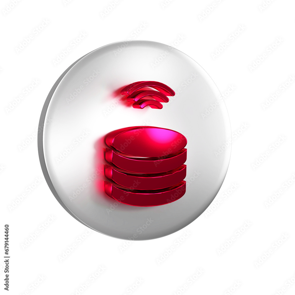 Poster red smart server, data, web hosting icon isolated on transparent background. internet of things conc
