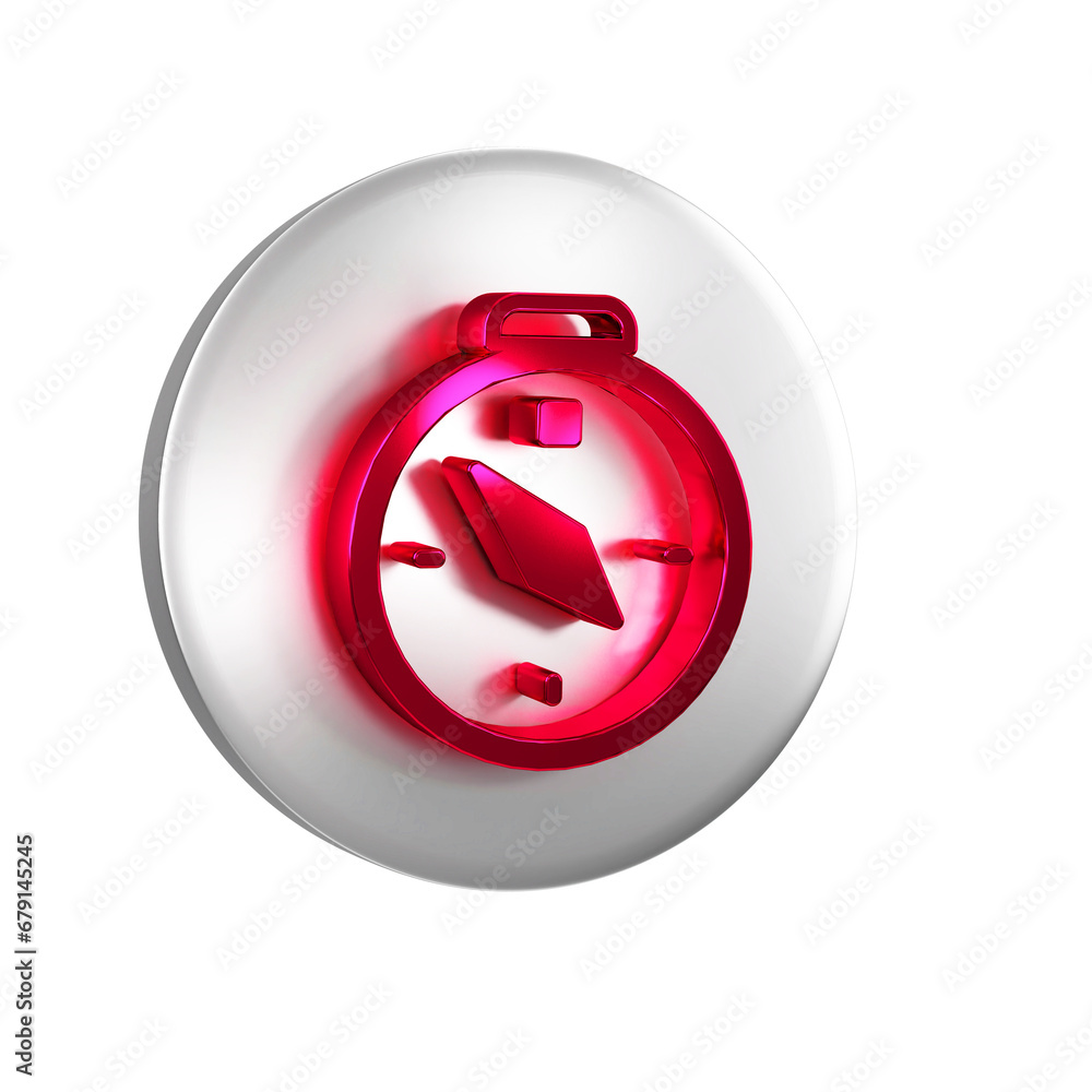 Poster red compass icon isolated on transparent background. windrose navigation symbol. wind rose sign. sil
