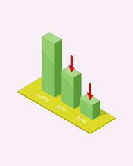 3d Bar chart Infographics design template and icons with 3 options or 3 steps 3d Bar chart on white isolated background. For use workflow process diagram,business data presentation and timeline layout