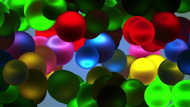 Abstract animated balls geometric gradient color background. For graphic design. Abstract colored spheres, balls, circles animated in 4K. 3D rendering