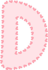D Alphabet pink letter,heart frame, Valentine