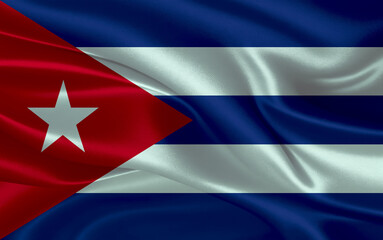 3d waving realistic silk national flag of Cuba. Happy national day Cuba flag background. close up