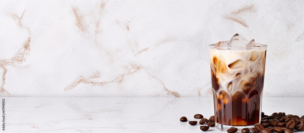 Aufkleber icy milk coffee on marble table copy space image place for adding text or design