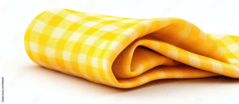 Poster gingham kitchen towel yellow checkered isolated copy space image place for adding text or design
