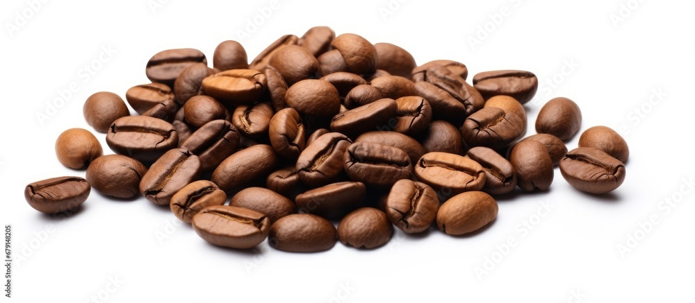Poster isolated coffee beans on white copy space image place for adding text or design