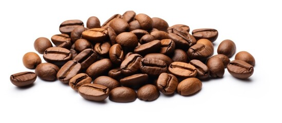 Isolated coffee beans on white Copy space image Place for adding text or design