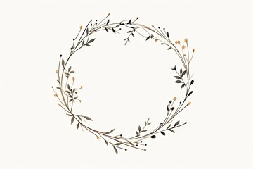 Elegance in bloom. Vintage floral wreath for romantic invitations. Whimsical botanical circle. Hand drawn frame in black and white. Nature embrace. Rustic wedding card with round ornament - obrazy, fototapety, plakaty