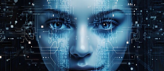 Human like artificial intelligence in a virtual tech environment Copy space image Place for adding text or design