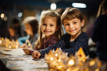 Children Participating in Hanukkah Crafts 