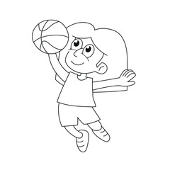 Basketball player. Outline style vector illustration