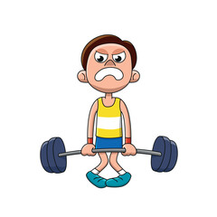 Weight lifter. Cartoon style vector illustration
