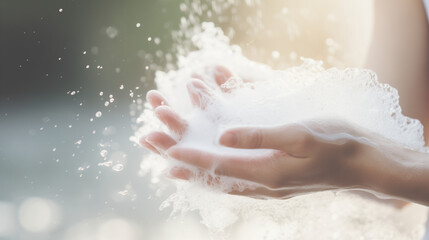 Fototapeta premium washing hands with soap