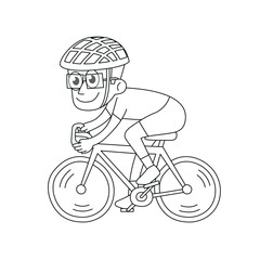 Cyclist. Outline style vector illustration