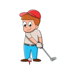 Golf player. Cartoon style vector illustration