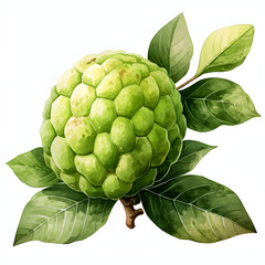 Fototapeta premium Custard apple, Fruits, Watercolor illustrations