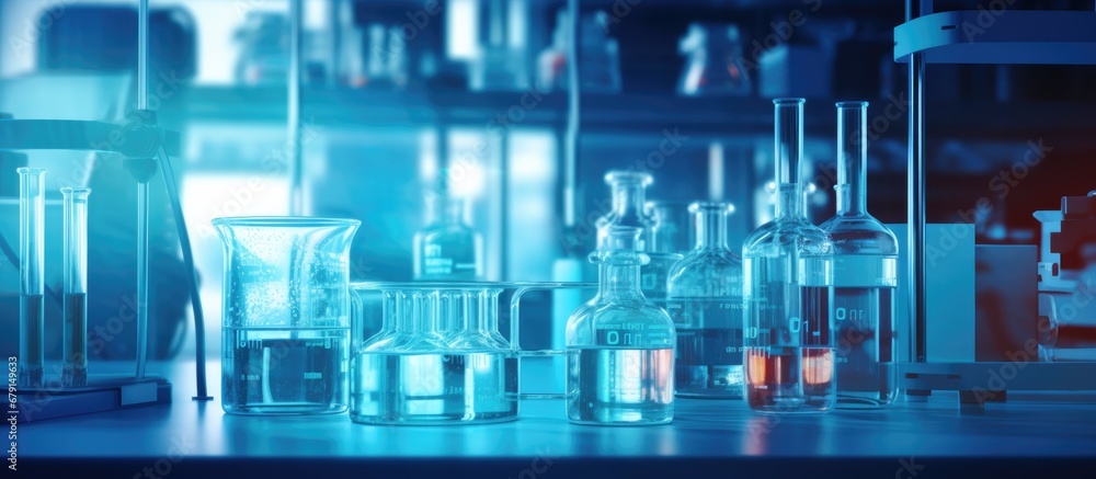 Poster lab tools used in biotech copy space image place for adding text or design