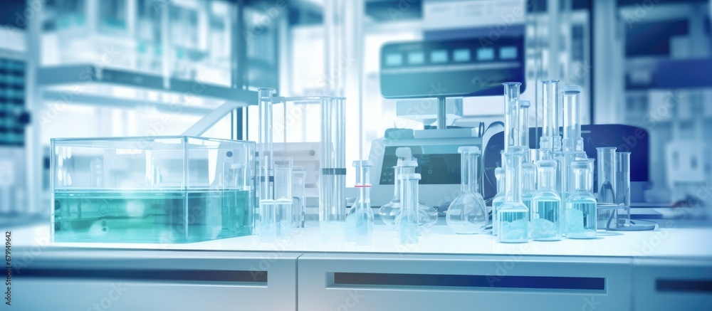 Poster lab tools used in biotech copy space image place for adding text or design