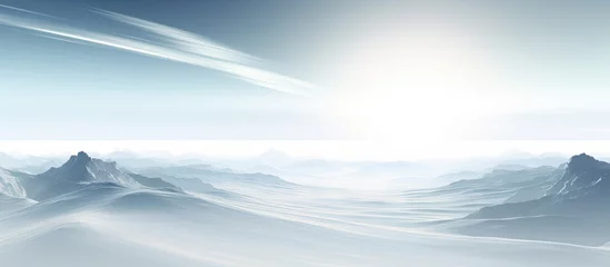 Wall murals Fractal waves Futuristic fractal horizon in white background Copy space image Place for adding text or design