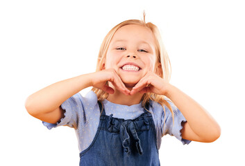 Happy, smile and portrait of girl child with cute, joy and excited attitude with confidence....