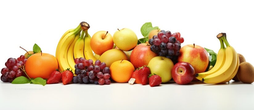 Fruits ripe and alone white background Copy space image Place for adding text or design