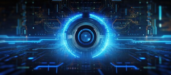 Illustration of 3D digital technology with cyber security elements and hacking Copy space image Place for adding text or design