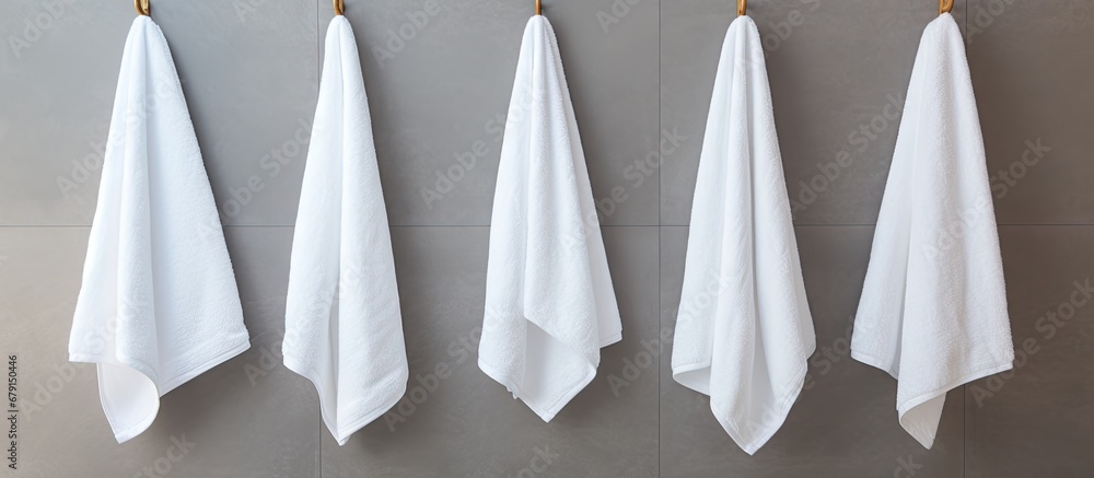 Poster hanging white towels ready copy space image place for adding text or design