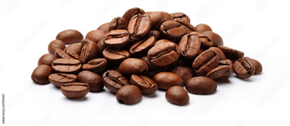 Poster isolated coffee beans on white copy space image place for adding text or design